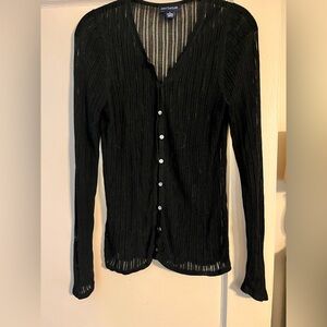 Vintage Sheer Black Cardigan | Ann Taylor